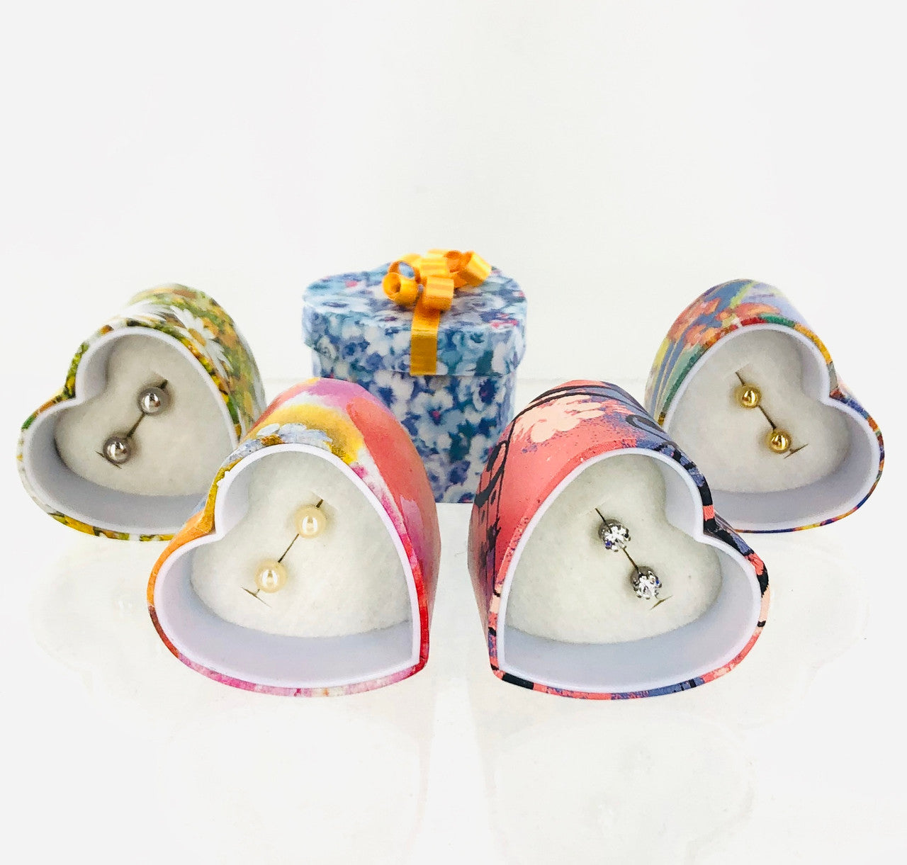 Wholesale Heart Shape Gift Boxed Stud Earring Assortment by the Dozen