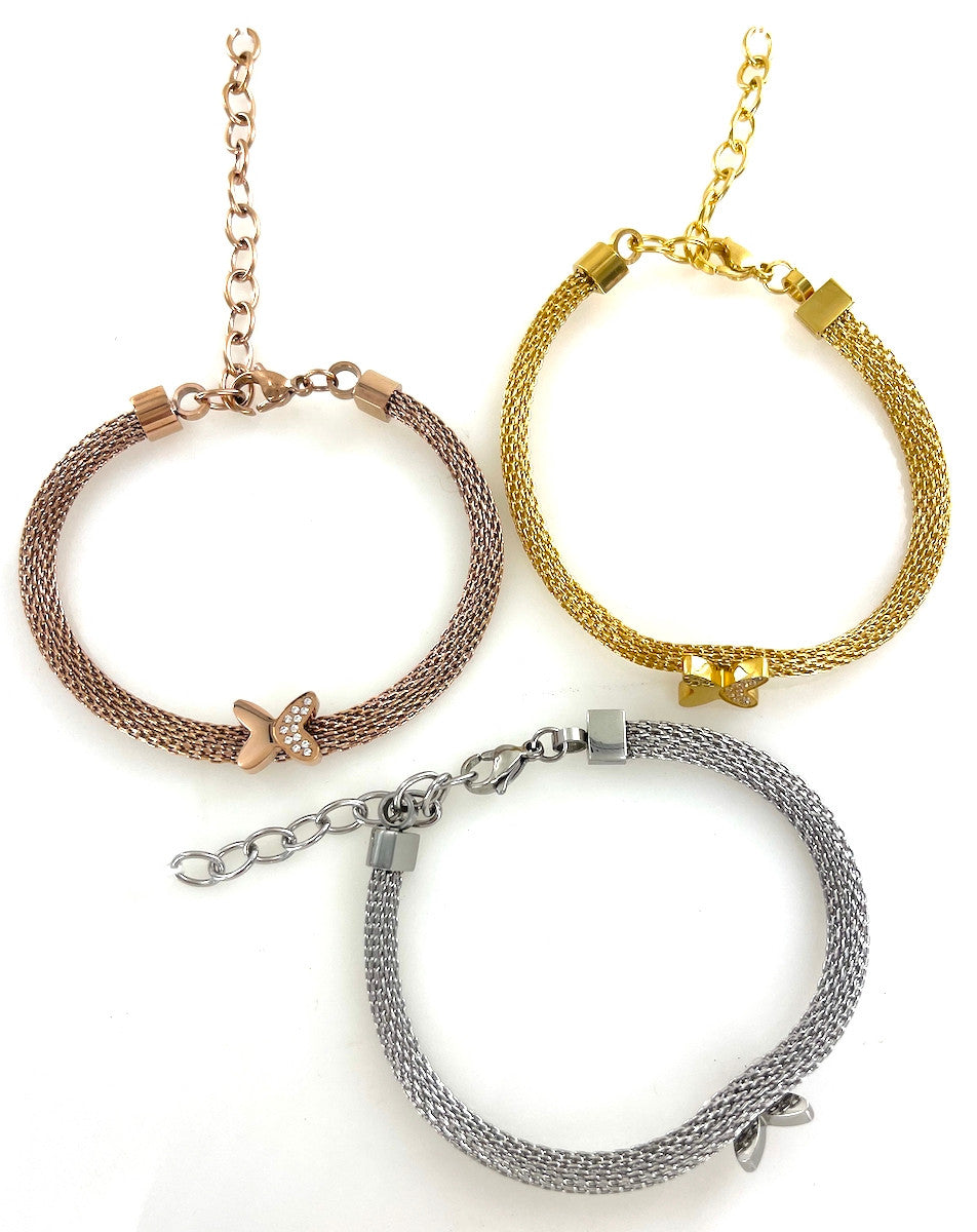 Wholesale Stainless Steel Bracelets - CZ Butterfly