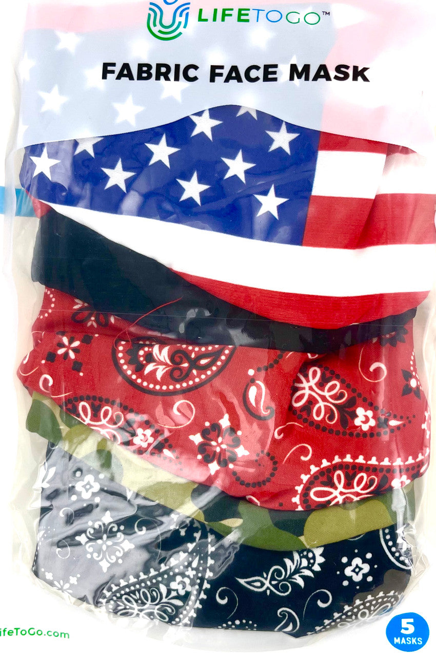 Wholesale Fabric Face Masks - 5 Pack Americana