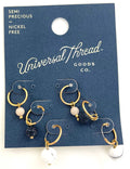 50 Pack Wholesale Name Brand Earrings - Semi Precious Hoop Trio