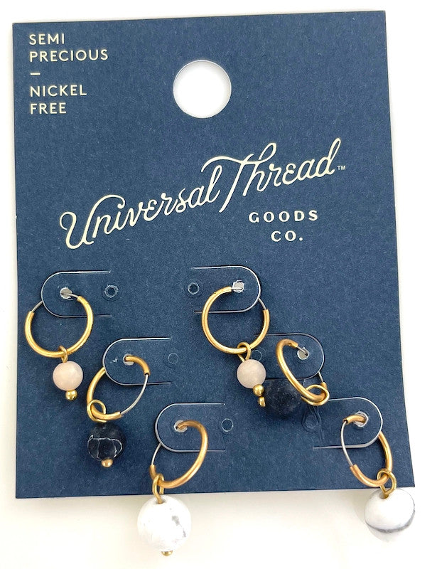 50 Pack Wholesale Name Brand Earrings - Semi Precious Hoop Trio
