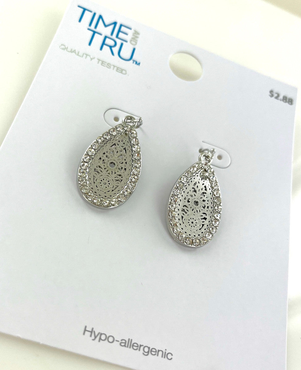 Wholesale Retail Ready Earrings by the Dozen - Time & Tru - Lace Tear Drop
