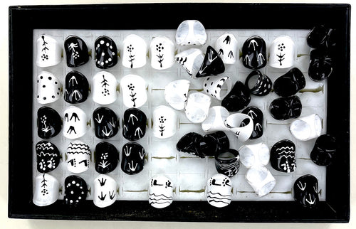 50 Pack Wholesale Unique Acrylic Fashion Rings - Black & White