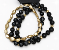 6 Pack Black and Gold Stretch Bracelets