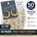 50 Pack Wholesale Hoop Earrings - Croissant