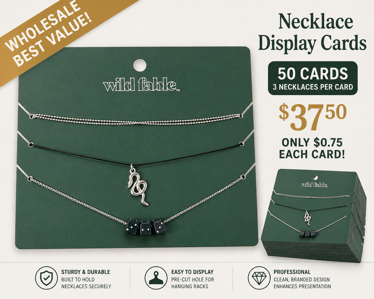 50 Pack Wholesale Name Brand Necklaces - Dice & Snake