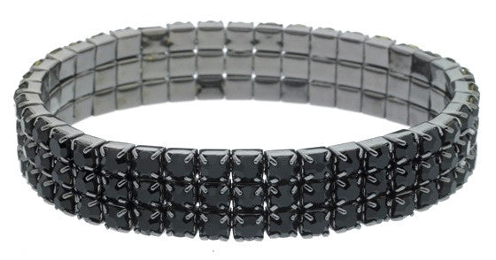 Austrian Crystal Stretch Bracelet : 3 Row