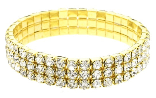 Austrian Crystal Stretch Bracelet : 3 Row