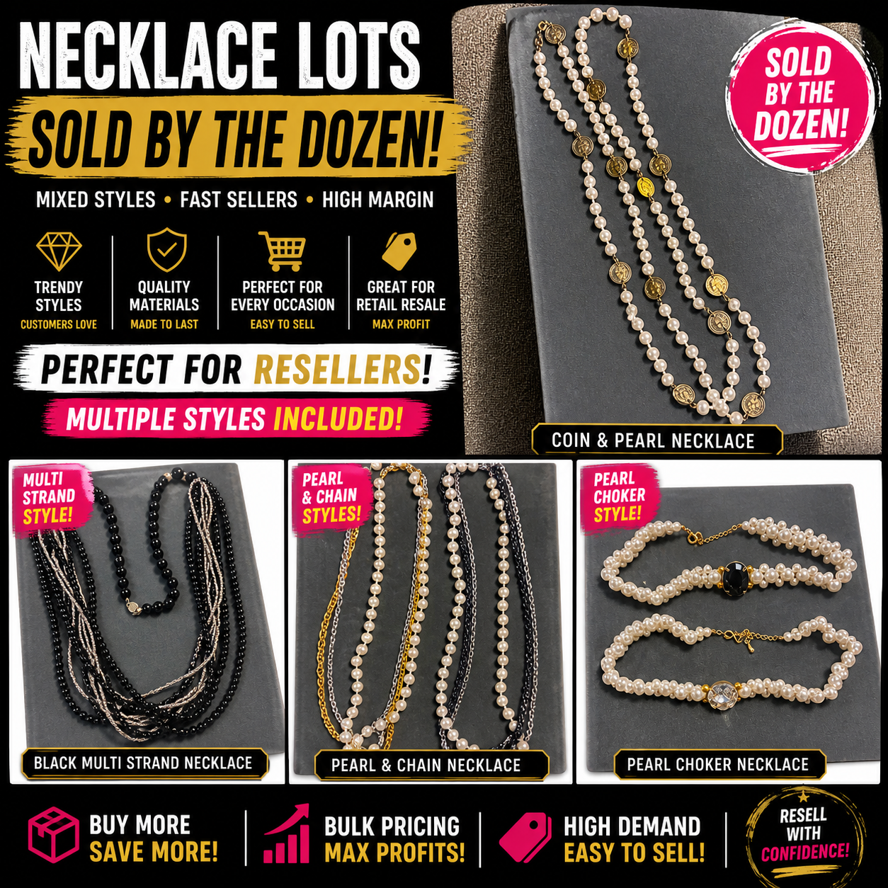 Closeout Vintage Pearl Necklaces by the Dozen