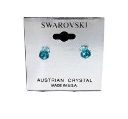 Bianca Stone Stud Earrings : Made with Swarovski Crystal : Blue Zircon