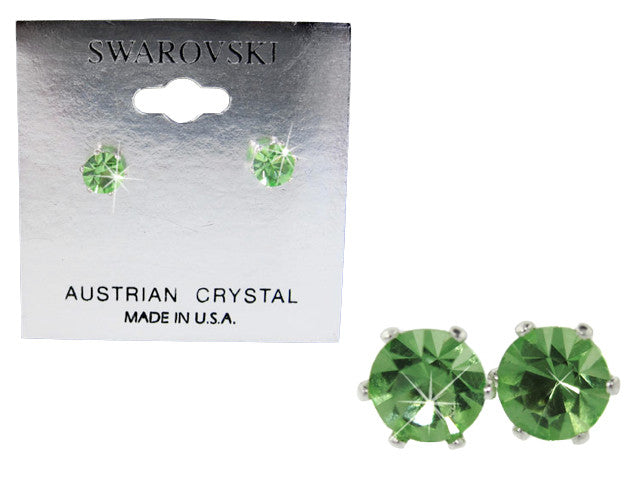 Bianca Stone Stud Earrings : Made with Swarovski Crystal : Peridot