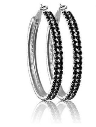 Austrian Crystal Hoop Earrings : Jet Black