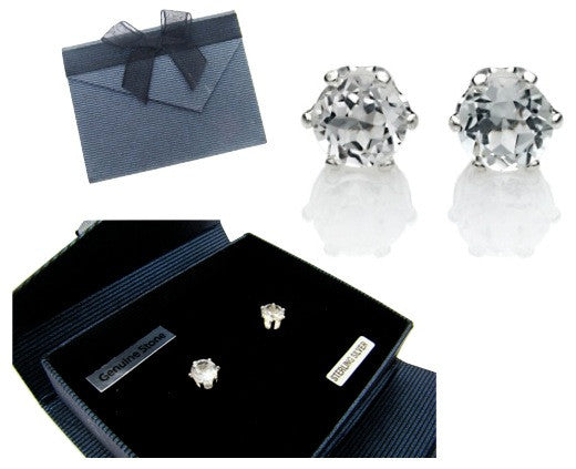 Genuine White Topaz Earrings in Sterling Silver