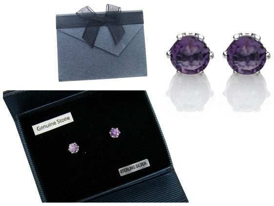 Genuine Amethyst Earrings in Sterling Silver