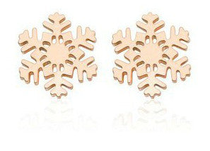 Rose Gold Snowflake Stud Earrings