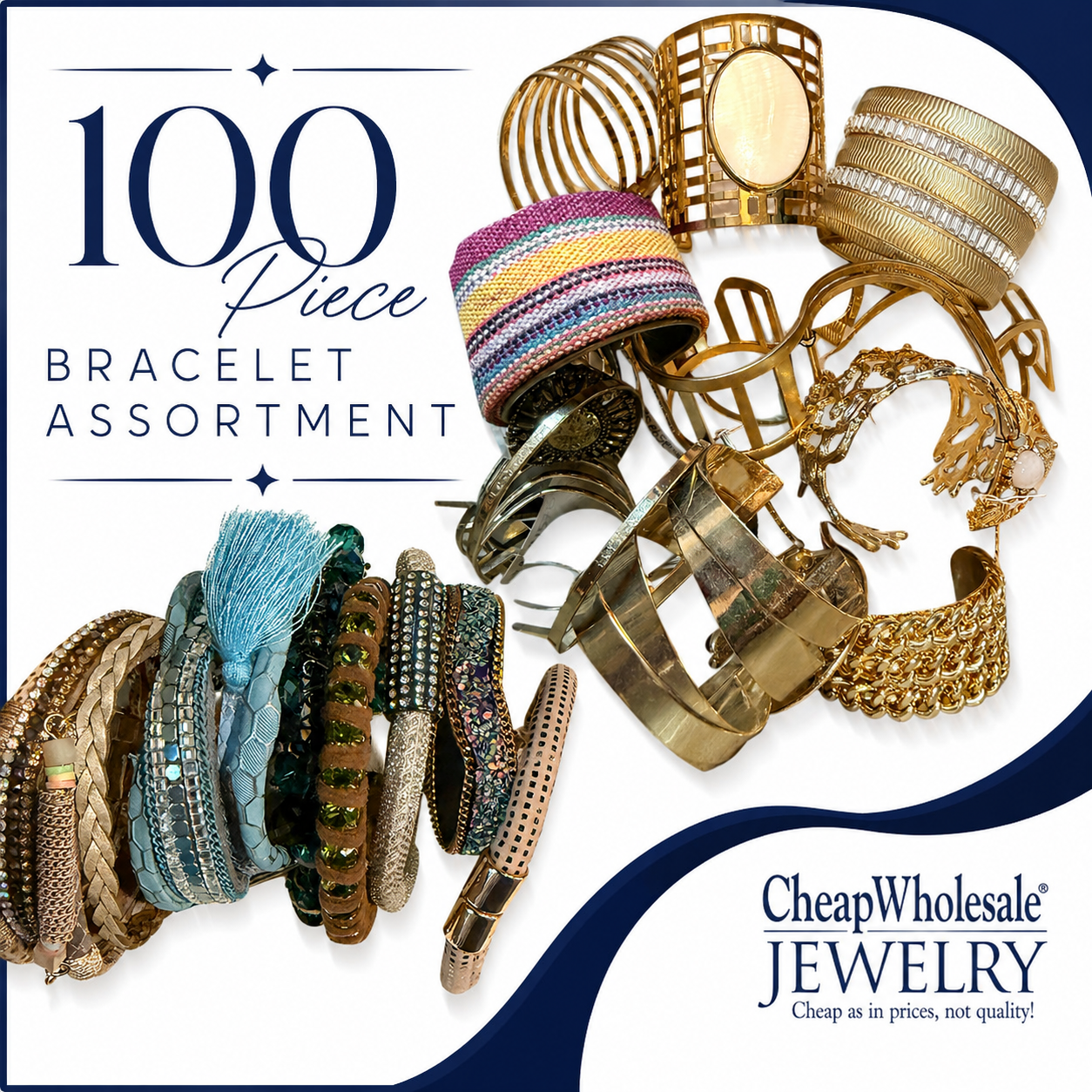 100 Piece Assorted Wholesale Bracelets Lot
