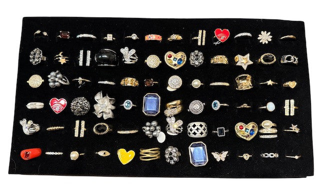 72 Piece Ring Tray - Assorted Styles and Sizes