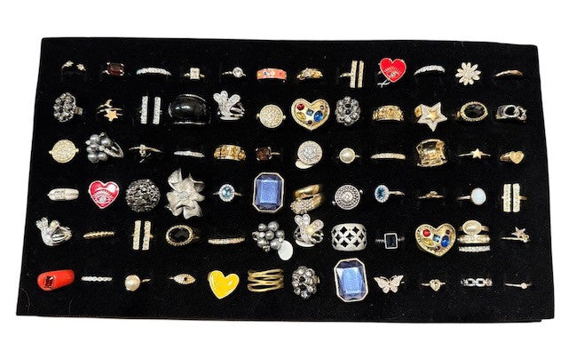72 Piece Ring Tray - Assorted Styles and Sizes
