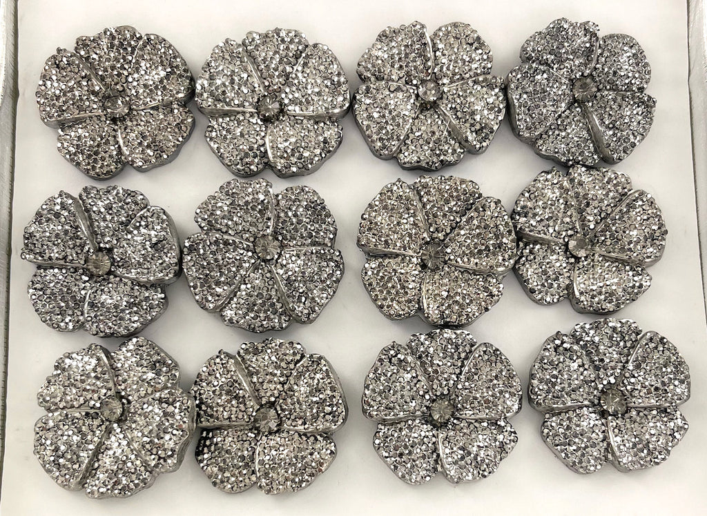 Wholesale Large Sparkle Flower Rings - 3 Colors Available