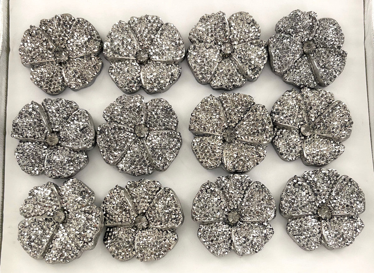 Wholesale Large Sparkle Flower Rings - 3 Colors Available
