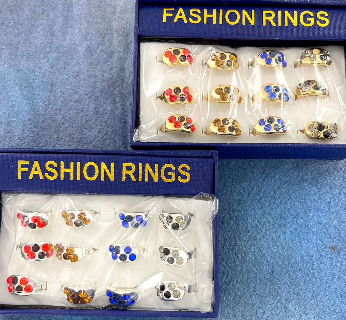 Wholesale Fashion Rings by the Dozen - Crystal Round