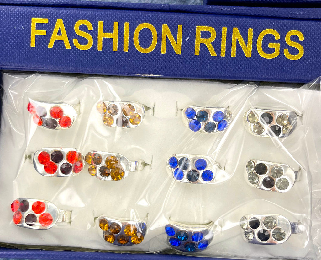 Wholesale Fashion Rings by the Dozen - Crystal Round