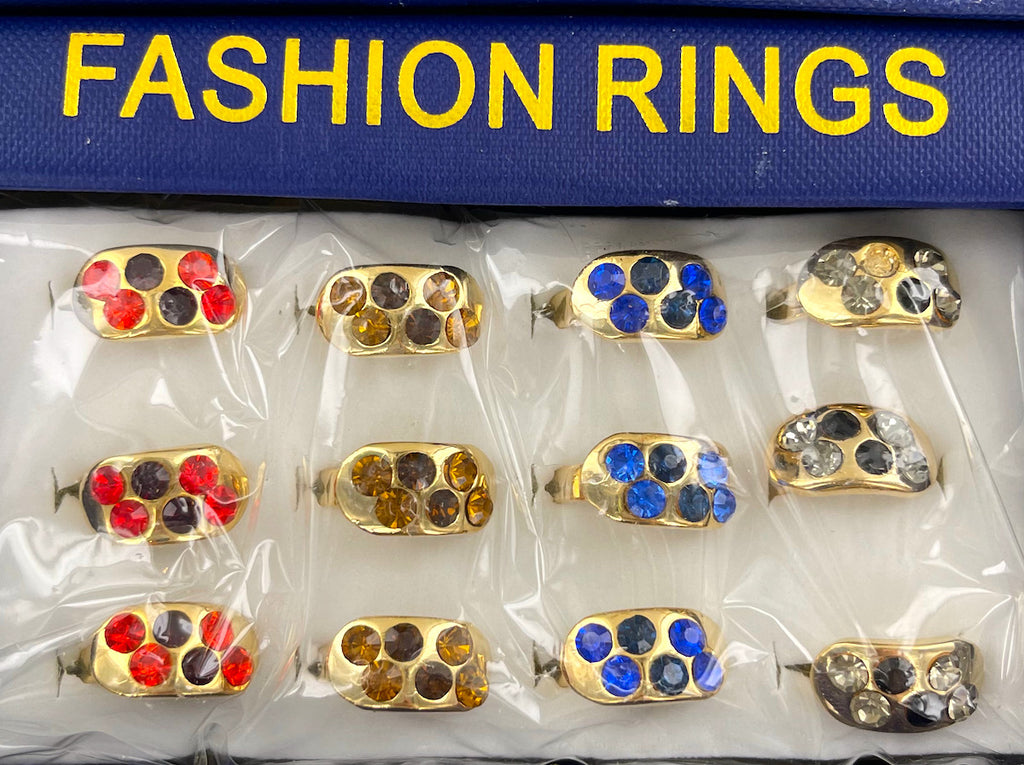 Wholesale Fashion Rings by the Dozen - Crystal Round