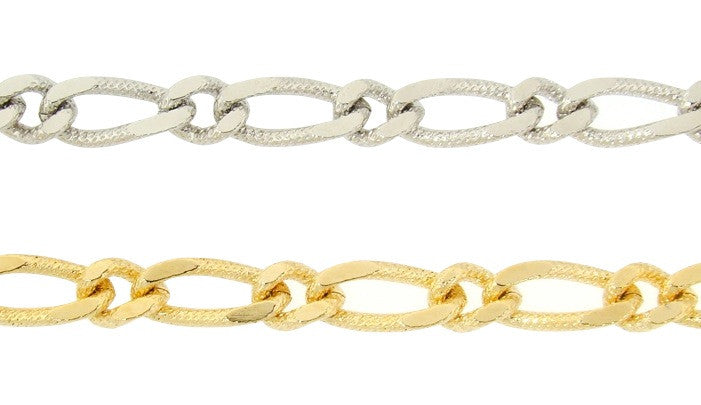 Etched Figaro Chain Necklace