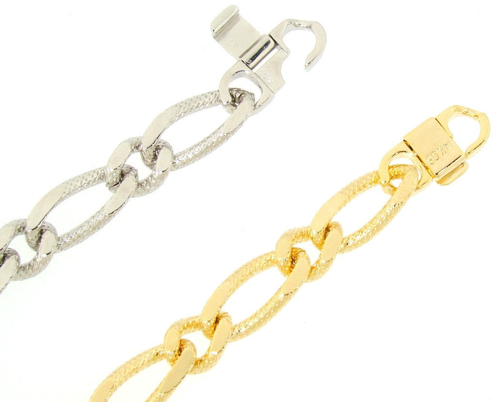 Etched Figaro Chain Necklace