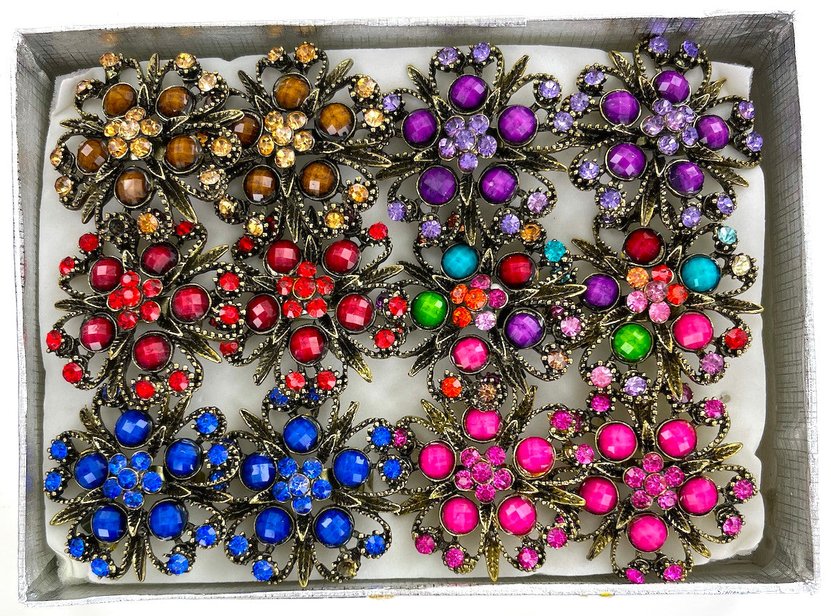 Wholesale Adjustable Fashion Rings by the Dozen - Bright Bursting Flowers