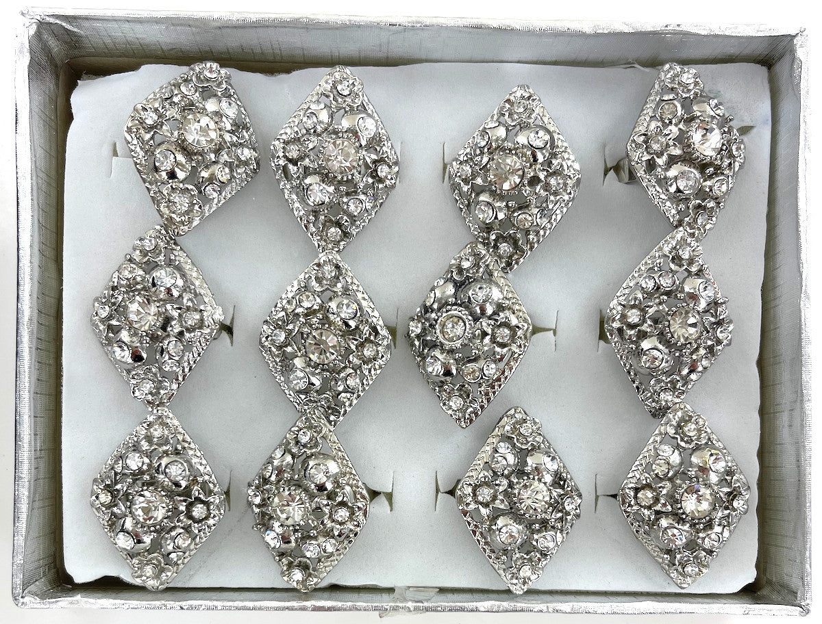 Wholesale Adjustable Rings by the Dozen - Crystal Diamonds Drop