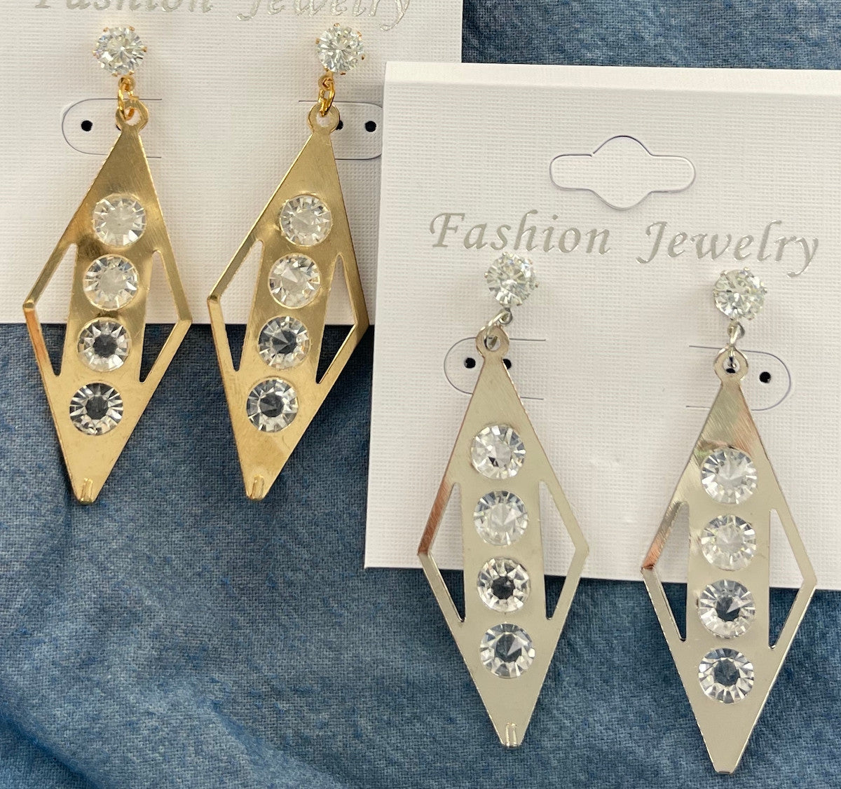 Wholesale CZ Solitaire Dangle Earrings by the Dozen - 2 Colors to Choose From