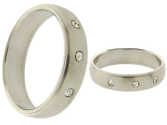 3 CZ Stone Stainless Steel Rings