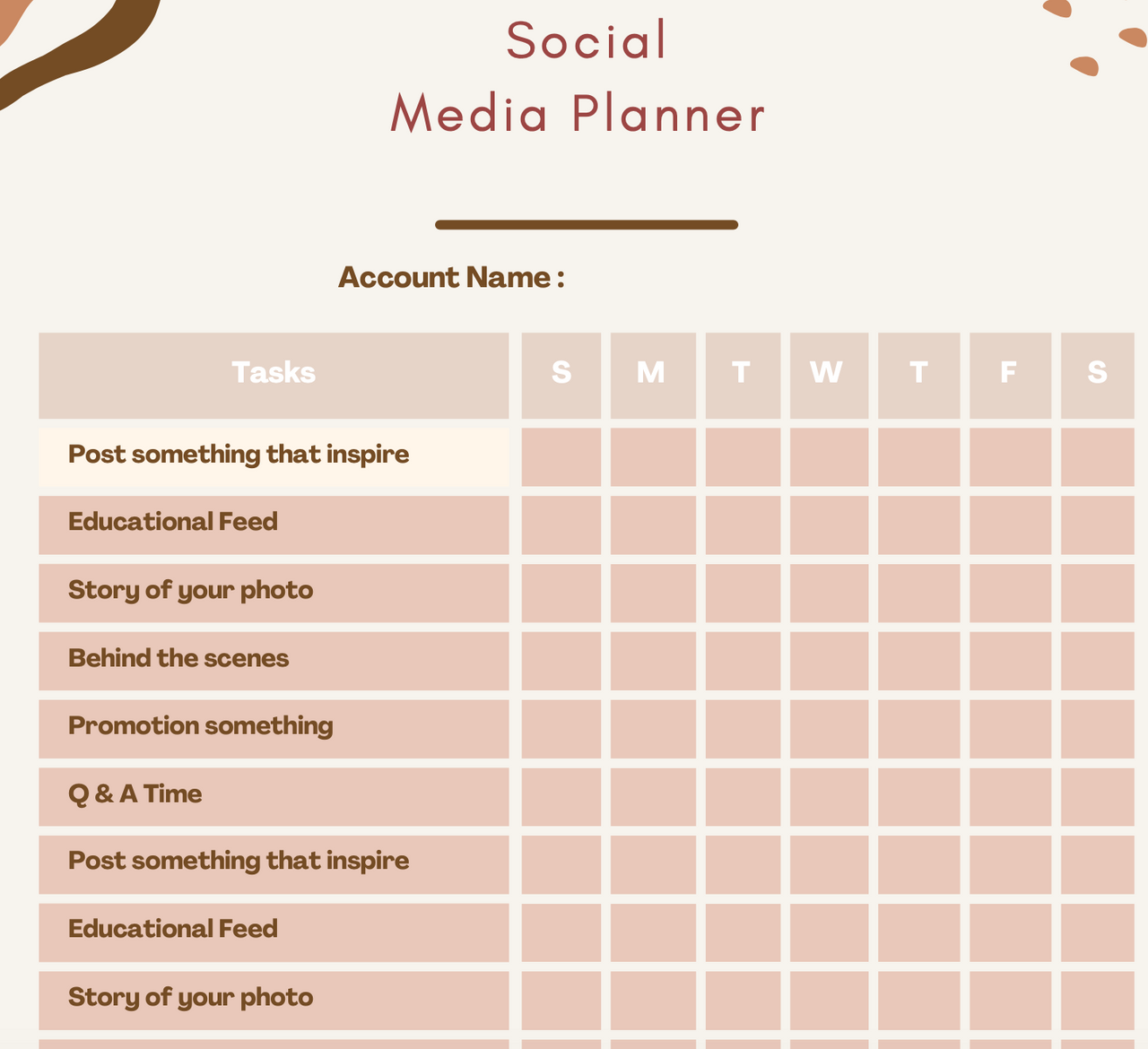 Social Media Content Planner and Organizer