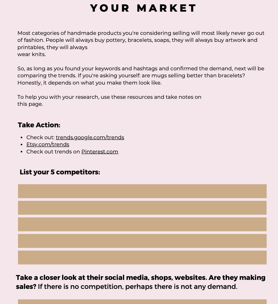Business Planner For Handmade Products