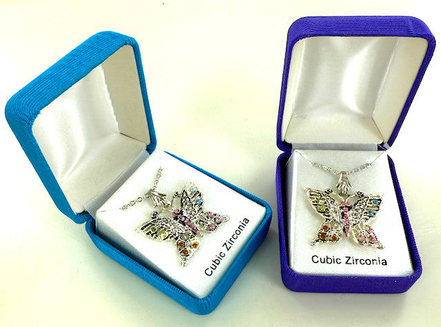 Wholesale Necklaces by the Dozen - Gift Boxed CZ Butterfly