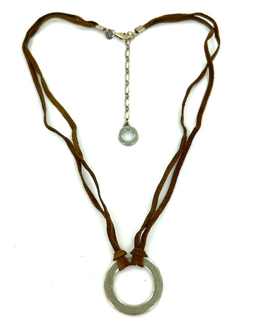 Wholesale Necklaces by the Dozen - Circle of Life on Brown Suede Cord