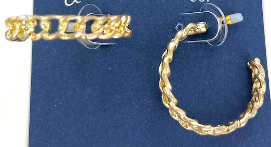 50 Pack Wholesale Earrings - Cuban Link Hoop Gold