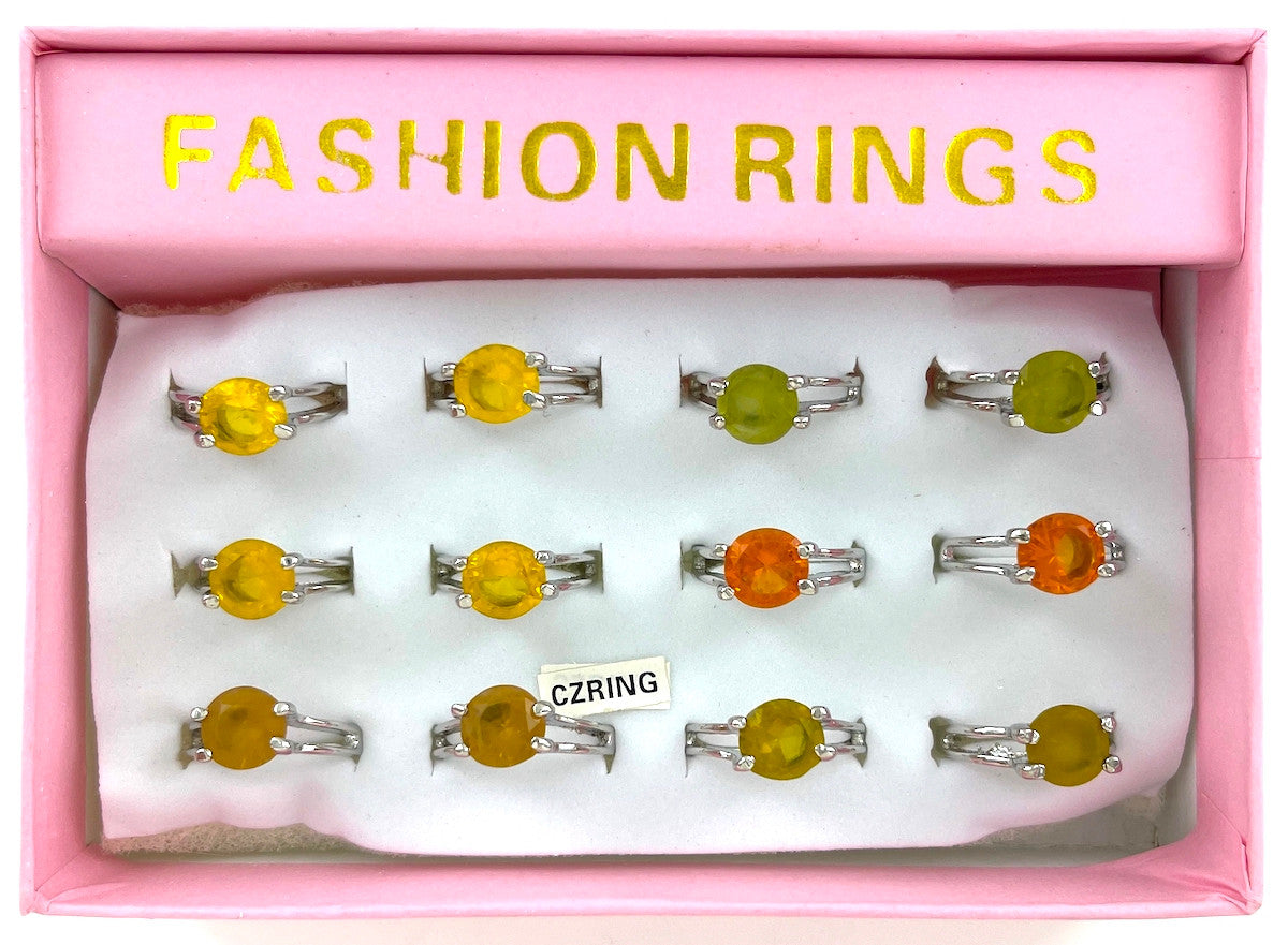 Wholesale CZ Rings by the Dozen - Spring Color Round