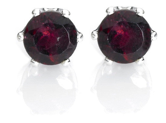 Genuine Garnet Earrings in Sterling Silver