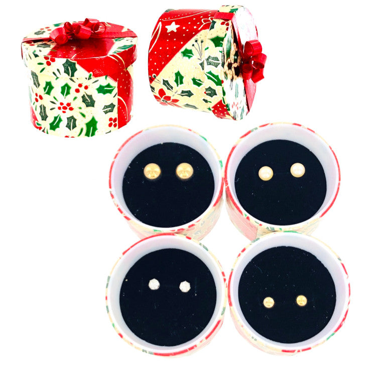 Wholesale Poinsettia Gift Boxed Stud Earrings by the Dozen