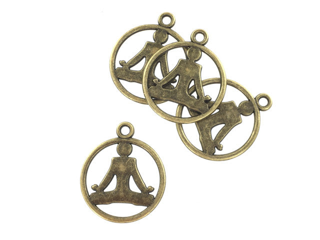 Wholesale Bronze Lotus Pose Pendants by the Dozen