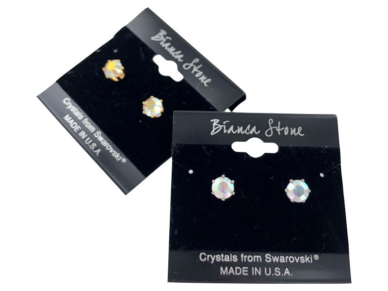 Bianca Stone Stud Earrings : Made with Swarovski Crystal : Crystal AB