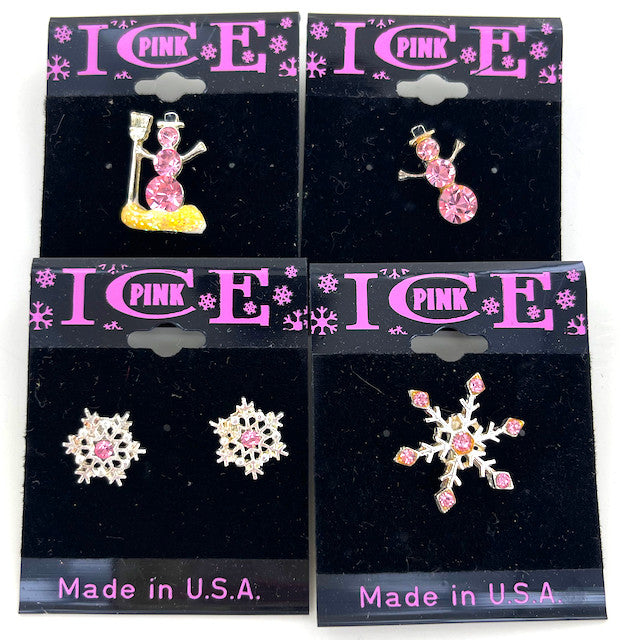 Wholesale Jewelry by the Dozen - Pink Ice Pins & Earrings