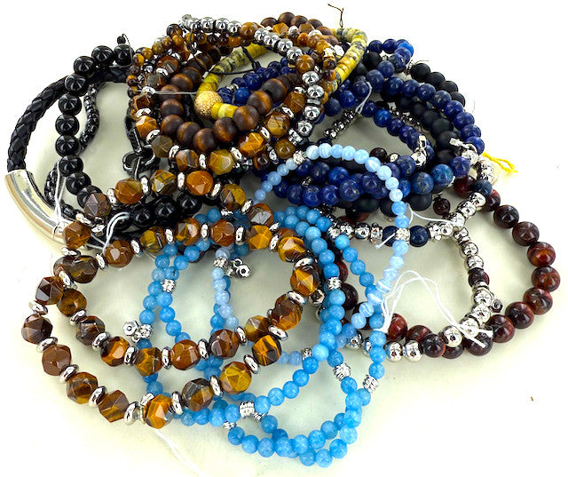 Wholesale Bracelets by the Dozen - Stretch Semiprecious Stone & Boho Bracelets