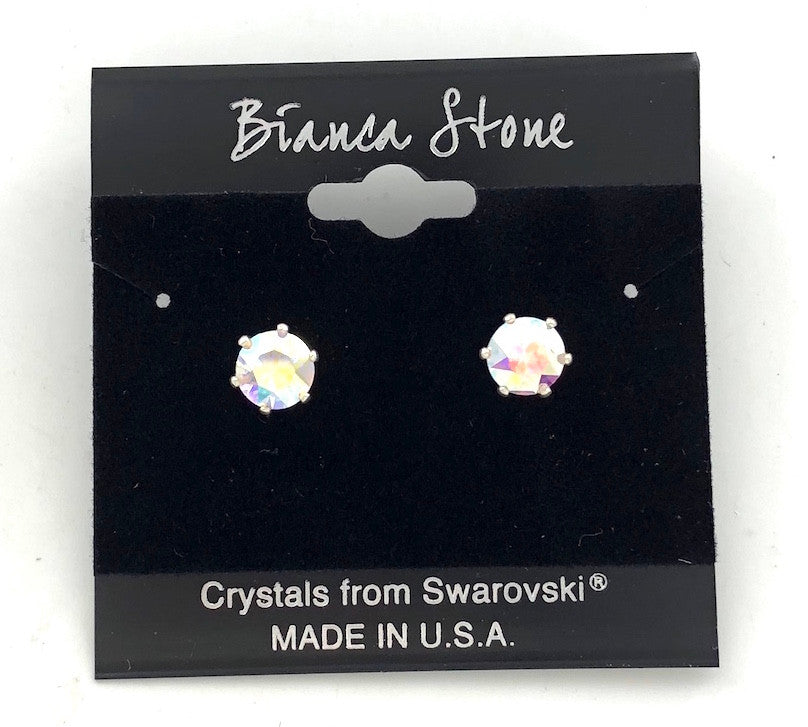 Bianca Stone Stud Earrings : Made with Swarovski Crystal : Crystal AB