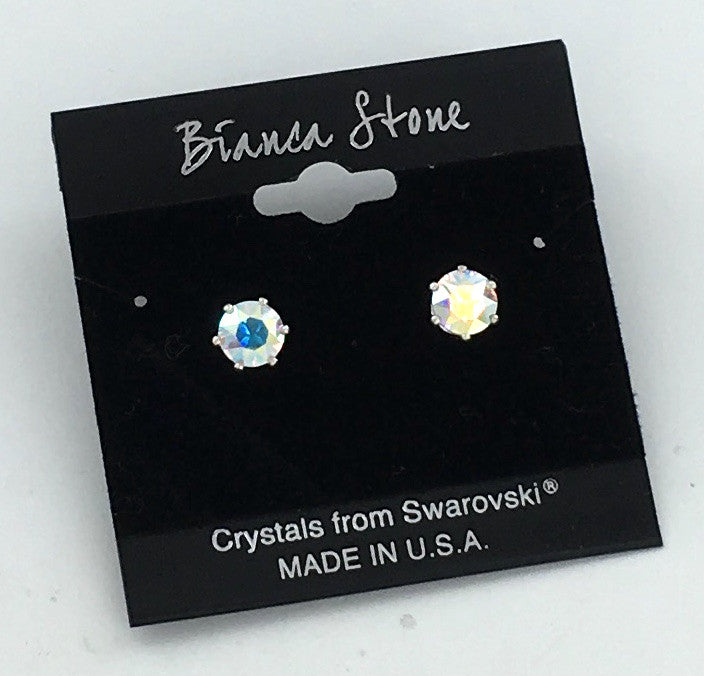 Bianca Stone Stud Earrings : Made with Swarovski Crystal : Crystal AB