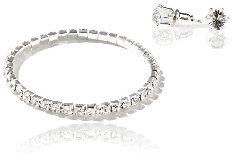 Crystal Bracelet & Earrings Set - Ruby Only
