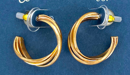 50 Pack - Wholesale Hoop Earrings - Twisted Hoop Gold
