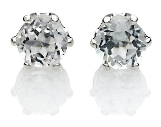 Genuine White Topaz Earrings in Sterling Silver